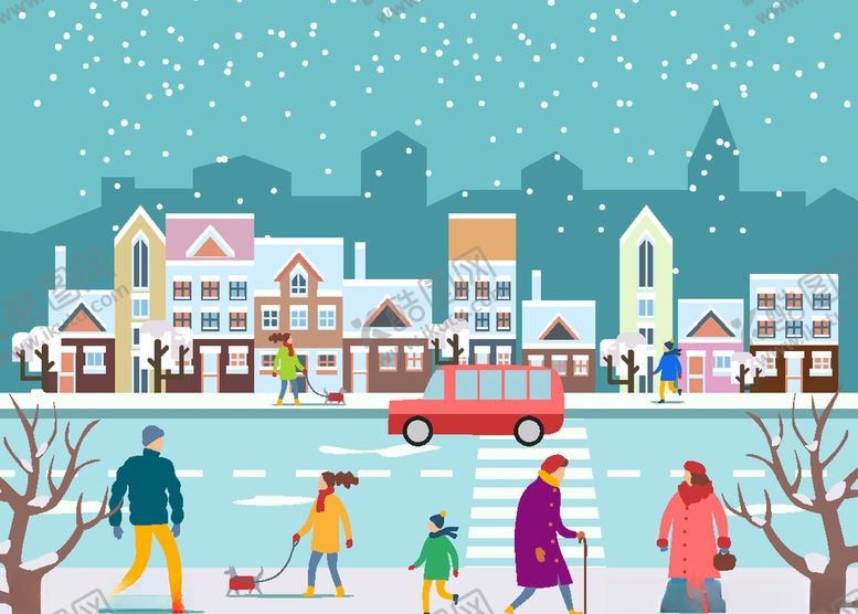 编号：54310409280902542389【酷图网】源文件下载-创意冬季街道风景