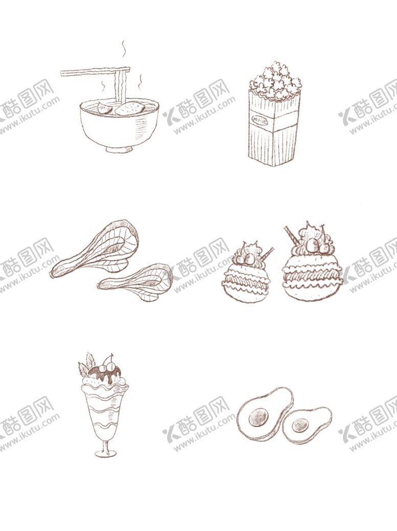 编号：59125810031425164272【酷图网】源文件下载-手绘食物线描食物食物线稿