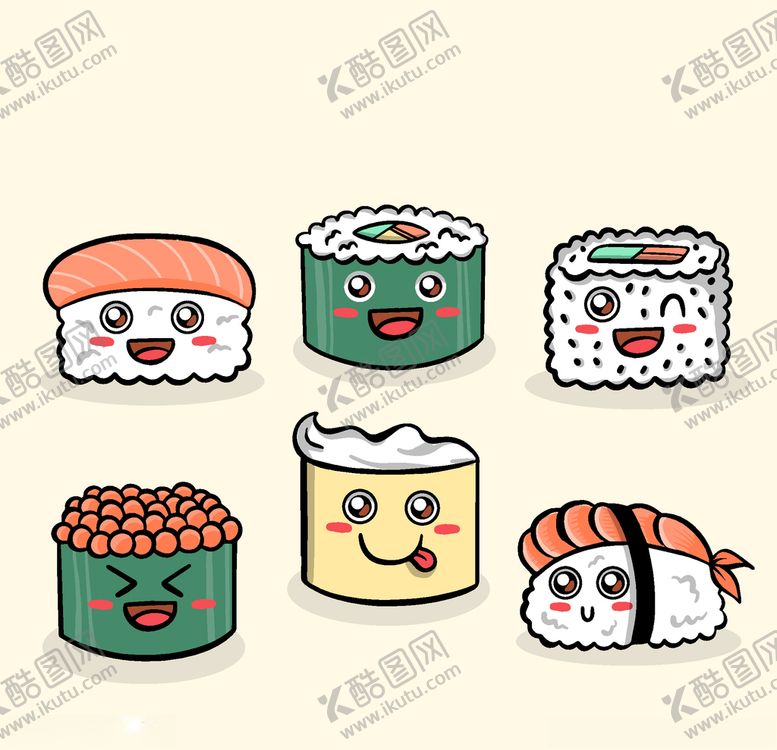 编号：47325107091755037026【酷图网】源文件下载-可爱寿司