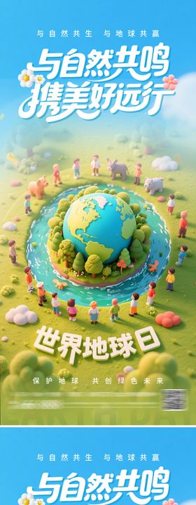 地产世界地球日插画风海报
