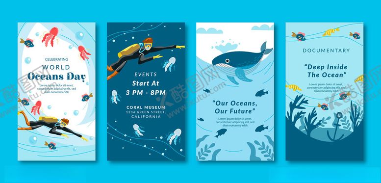 编号：65240011150026596852【酷图网】源文件下载-海洋主题书签设计图