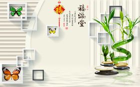 工笔花鸟背景墙装饰画
