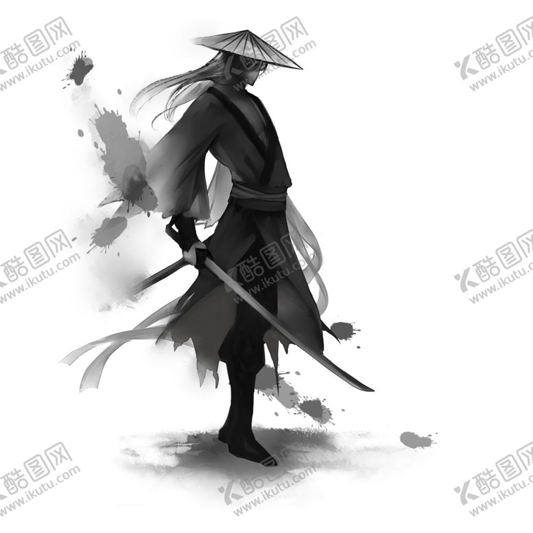 编号：16580105080255394522【酷图网】源文件下载-武侠侠客中国水墨古风人物侠客素