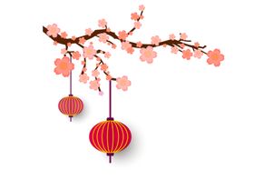 梅花国风灯笼背景海报素材