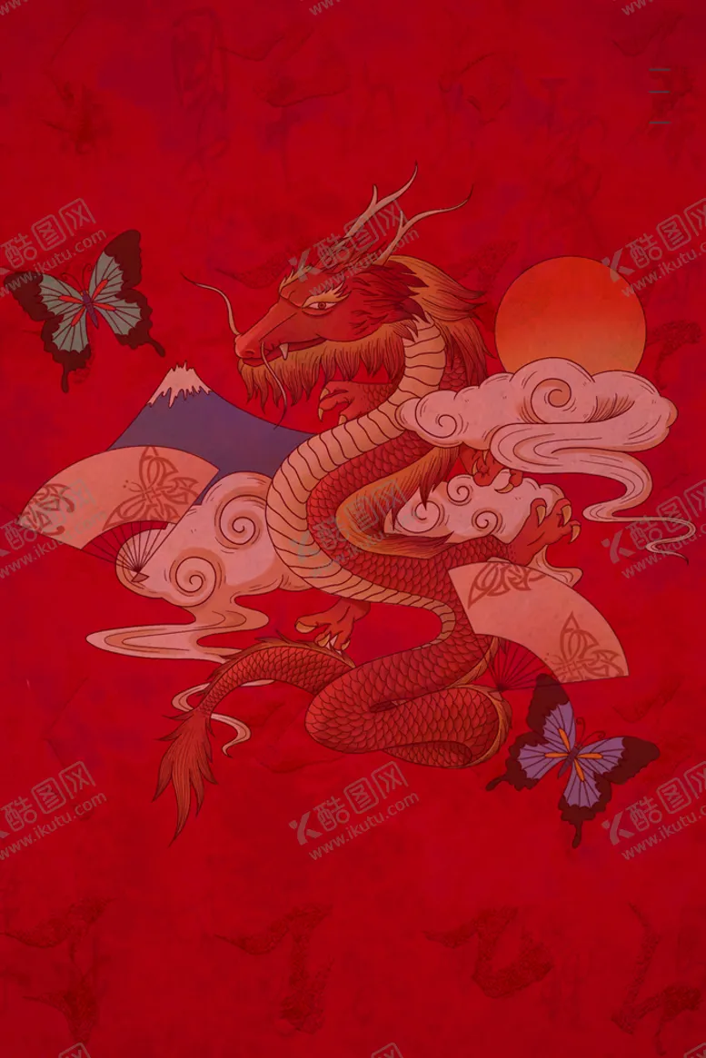 编号：14867509281523193281【酷图网】源文件下载-手绘国潮风背景中式海报