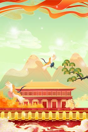 中秋七夕人物插画海报背景