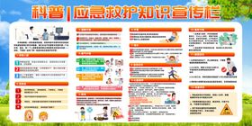 普及应急救护知识夏天防暑展板