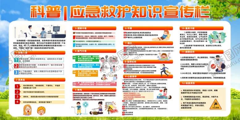 编号：67097106292046025672【酷图网】源文件下载-普及应急救护知识夏天防暑展板