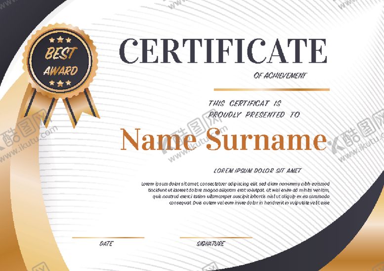 编号：86372410021903147081【酷图网】源文件下载-证书模板