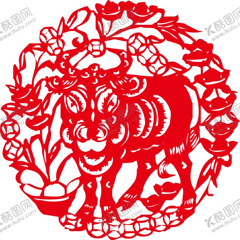 编号：60118105160655513208【酷图网】源文件下载-牛年剪纸