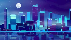 建筑楼房窗户夜景贴图