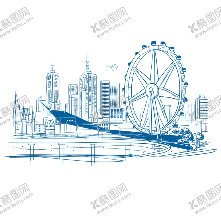 编号：45079309180935007423【酷图网】源文件下载-城市线条图