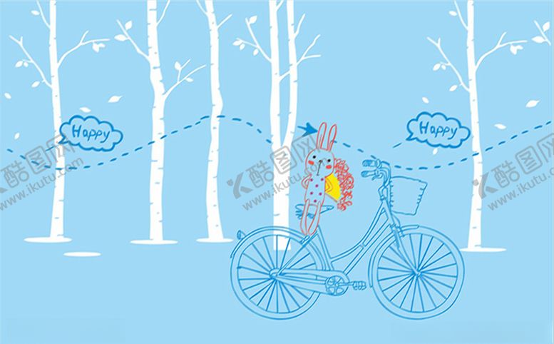 编号：64235609211232347841【酷图网】源文件下载-单车兔子和树