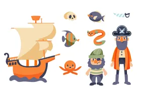 海洋元素大生物卡通贴图