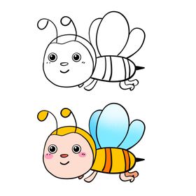 手绘卡通儿童填色简笔画动物可爱