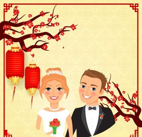 春节红色喜庆卡通人物插画