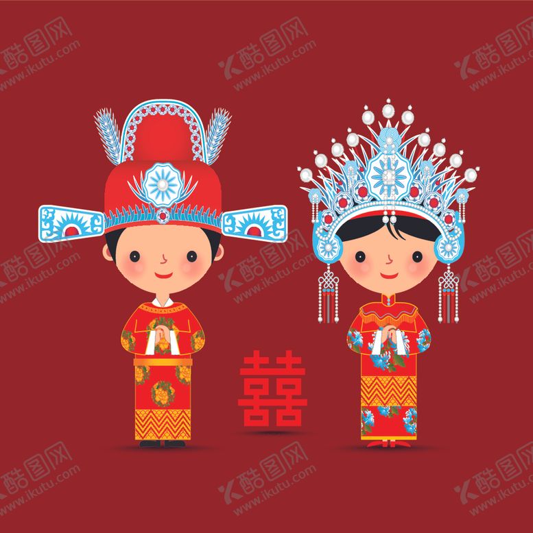 编号：60407810071527274114【酷图网】源文件下载-婚庆男女卡通形象设计