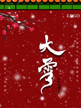 大雪飞机稿海报二十四节气