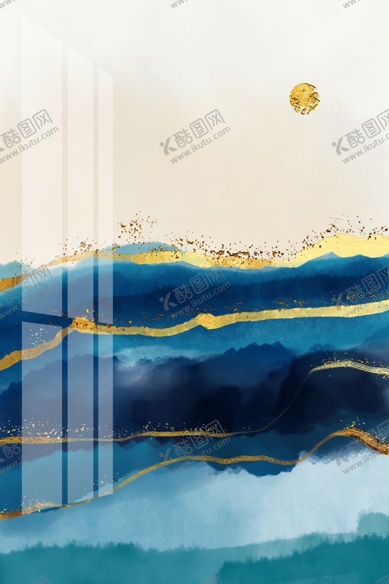 编号：54678909241456107221【酷图网】源文件下载-简约手绘抽象水彩装饰画