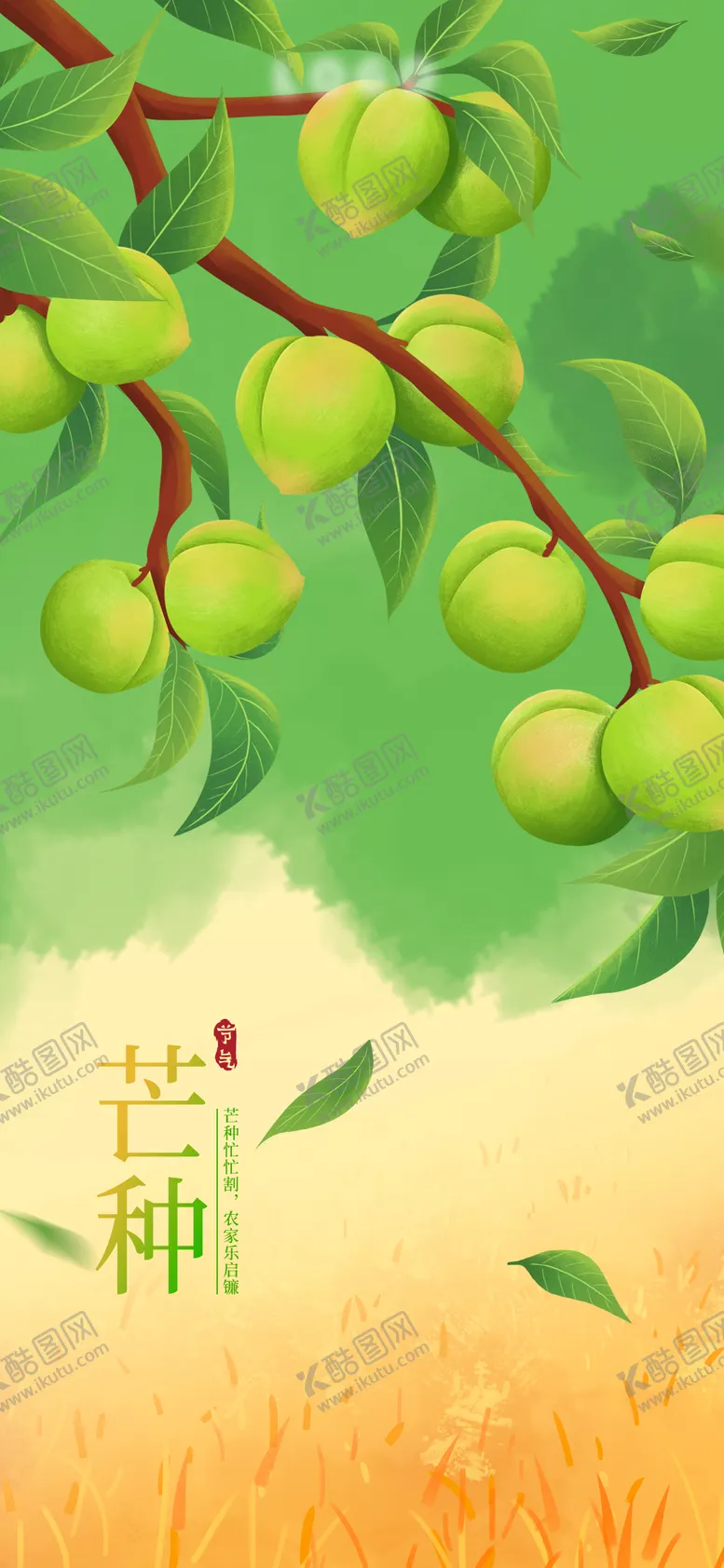 编号：72289911210338525782【酷图网】源文件下载-芒种节气插画海报