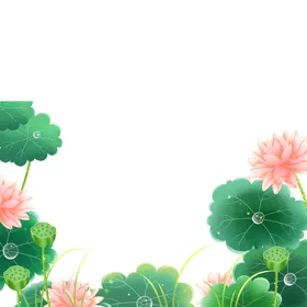 荷花素材手绘叶中国风夏天叶插画