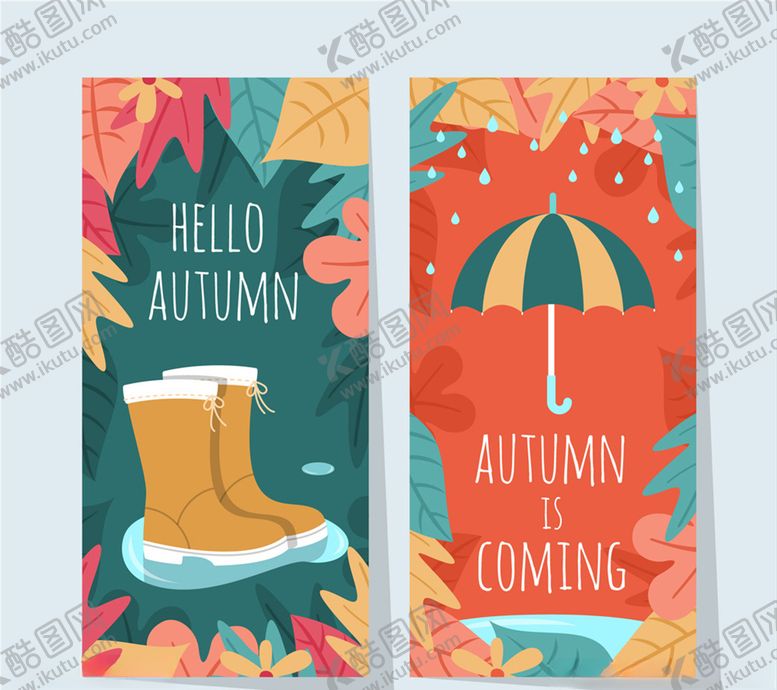 编号：21136610292210389888【酷图网】源文件下载-2款复古秋季元素banner