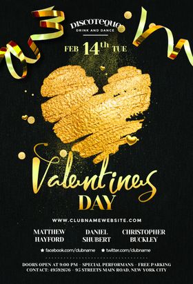 情人节金色爱心海报