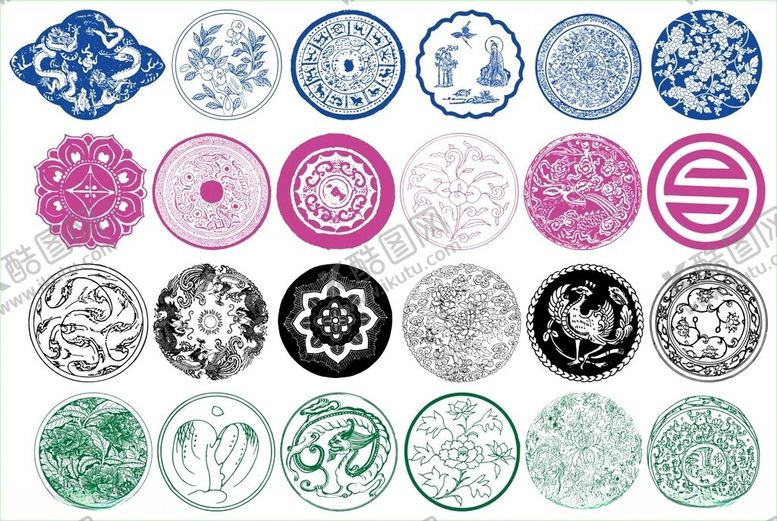 编号：41627911020353456687【酷图网】源文件下载-圆形花边圆形边框花边花纹