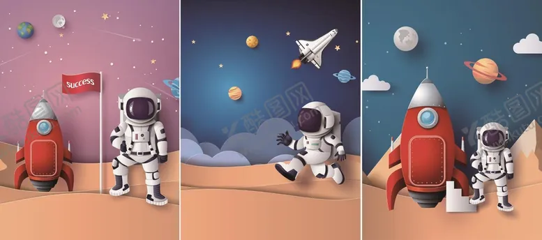 编号：83726109121702169051【酷图网】源文件下载-卡通装饰画宇航员星球餐桌面餐厅画
