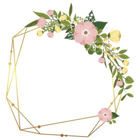 金色边框植物花环免抠图留言