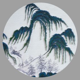 圆形水墨山水