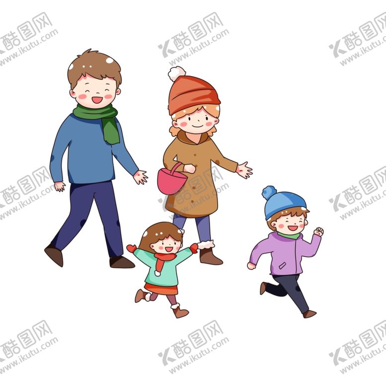 编号：74396603250951256696【酷图网】源文件下载-一家人冬季旅游素材