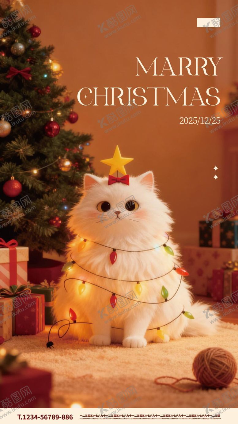 编号：45218612112019286016【酷图网】源文件下载-圣诞可通可爱猫猫温馨海报