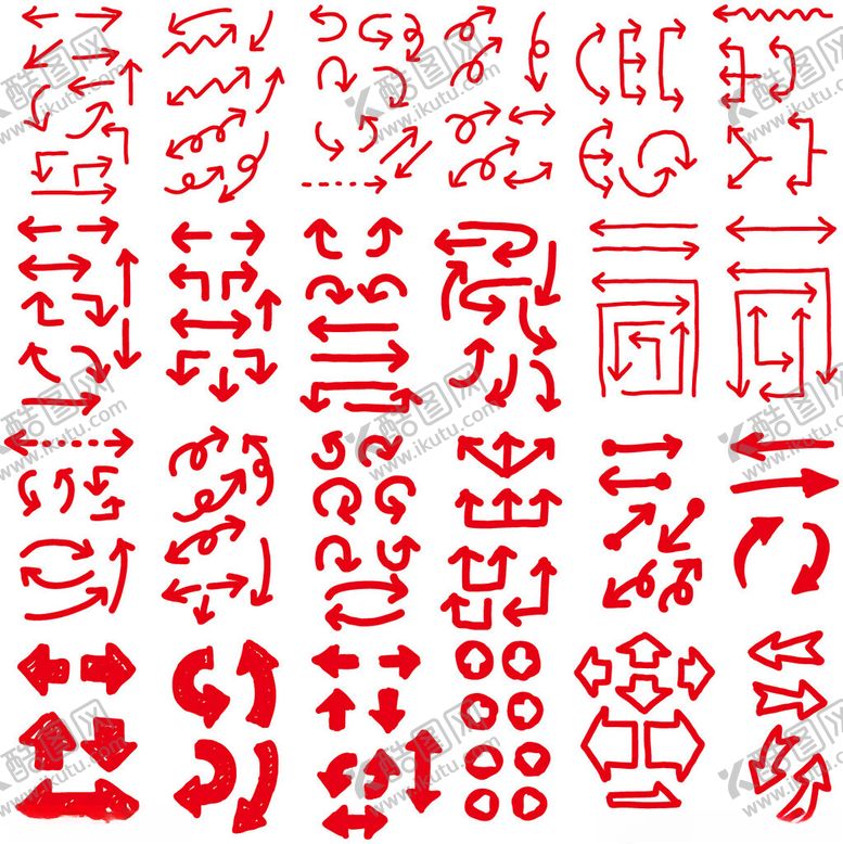 编号：24532111201111073707【酷图网】源文件下载-多样红色箭头图标集合