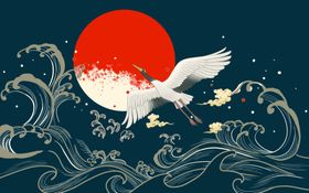 中国风插画日式花纹式