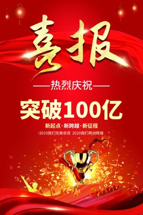 喜报企业未来祝贺奖杯海报素材