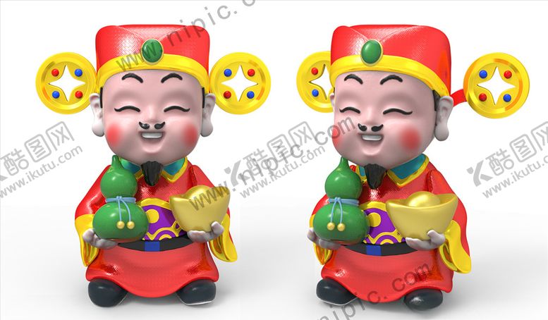 编号：43844510191928548461【酷图网】源文件下载-财神爷3d模型