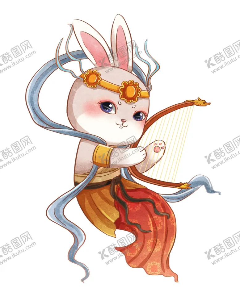 编号：04589609250558376873【酷图网】源文件下载-天仙弹琴兔子