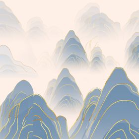 中国风水墨山水素材边框群小船