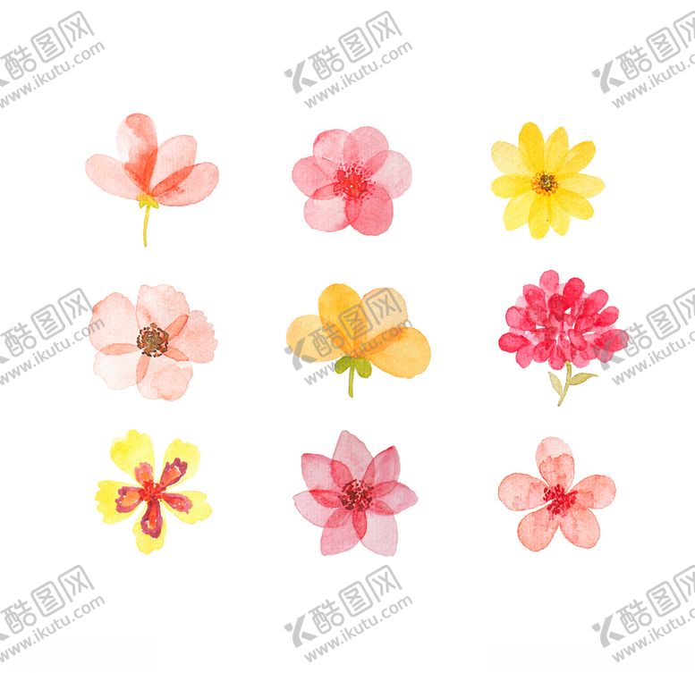 编号：24234010092316167378【酷图网】源文件下载-矢量水彩花朵