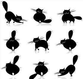 矢量猫剪影图标