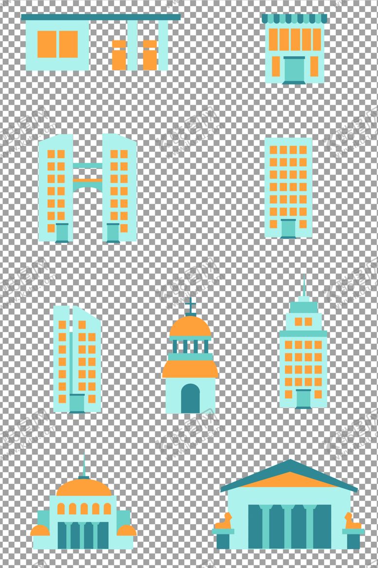 编号：46394506170135001798【酷图网】源文件下载-扁平建筑插画