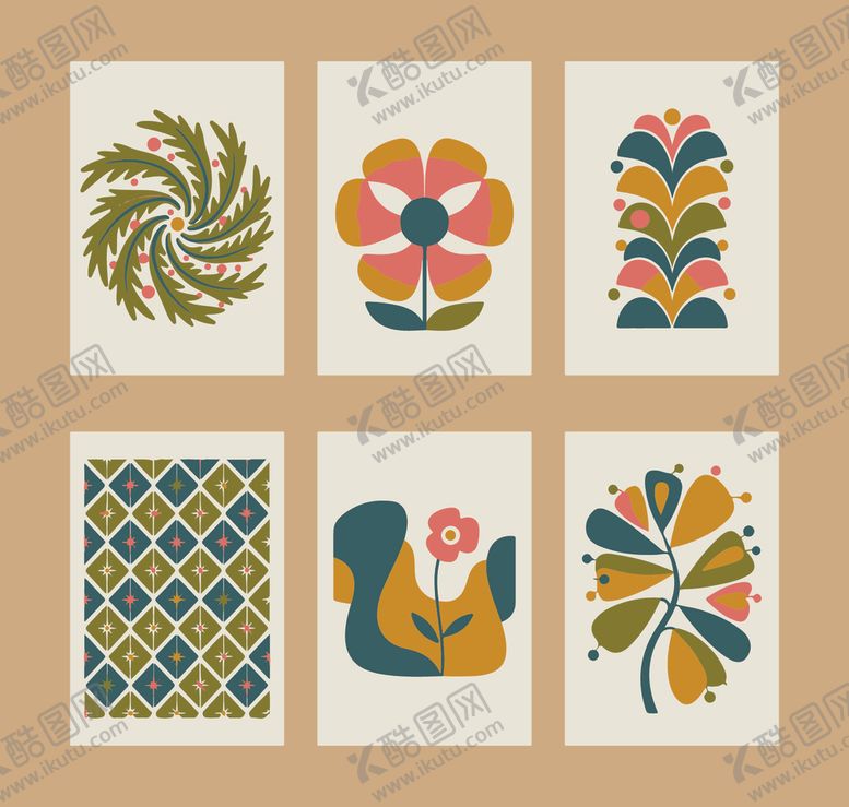 编号：39831211242142087774【酷图网】源文件下载-复古几何植物插画