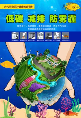 环保低碳减排防雾霾大气污染海报