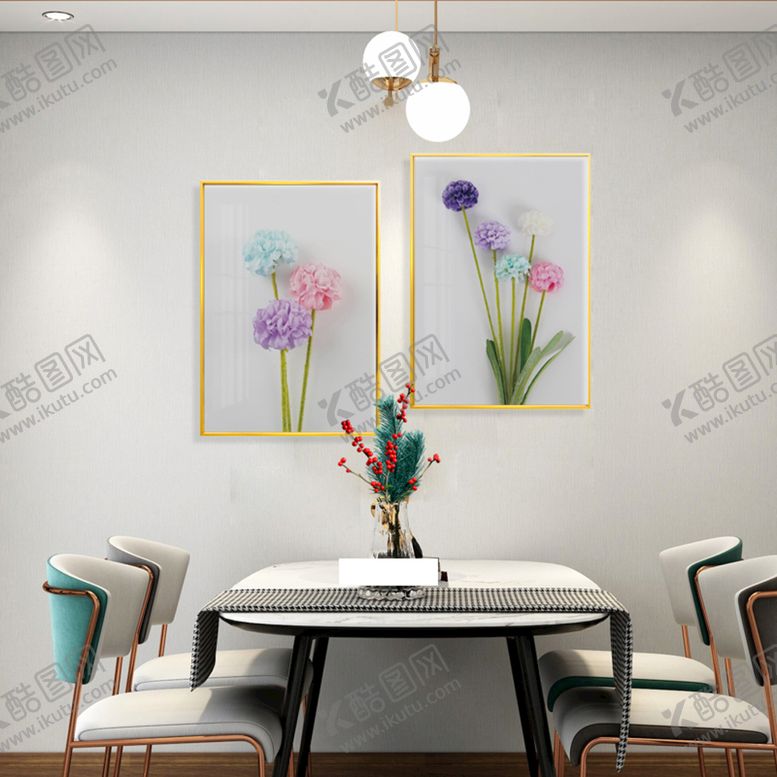 编号：78643110070823564125【酷图网】源文件下载-水彩花卉两联挂画