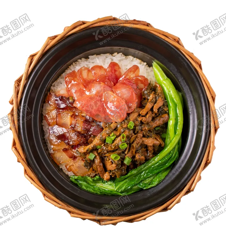 编号：64425312092226387263【酷图网】源文件下载-腊味双拼煲仔饭