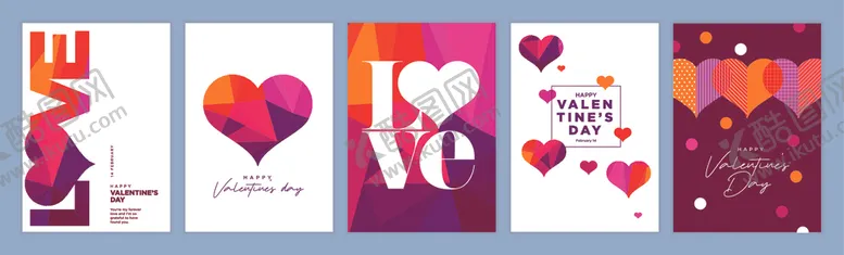 编号：33613404180010485178【酷图网】源文件下载-浪漫爱心贺卡设计集合
