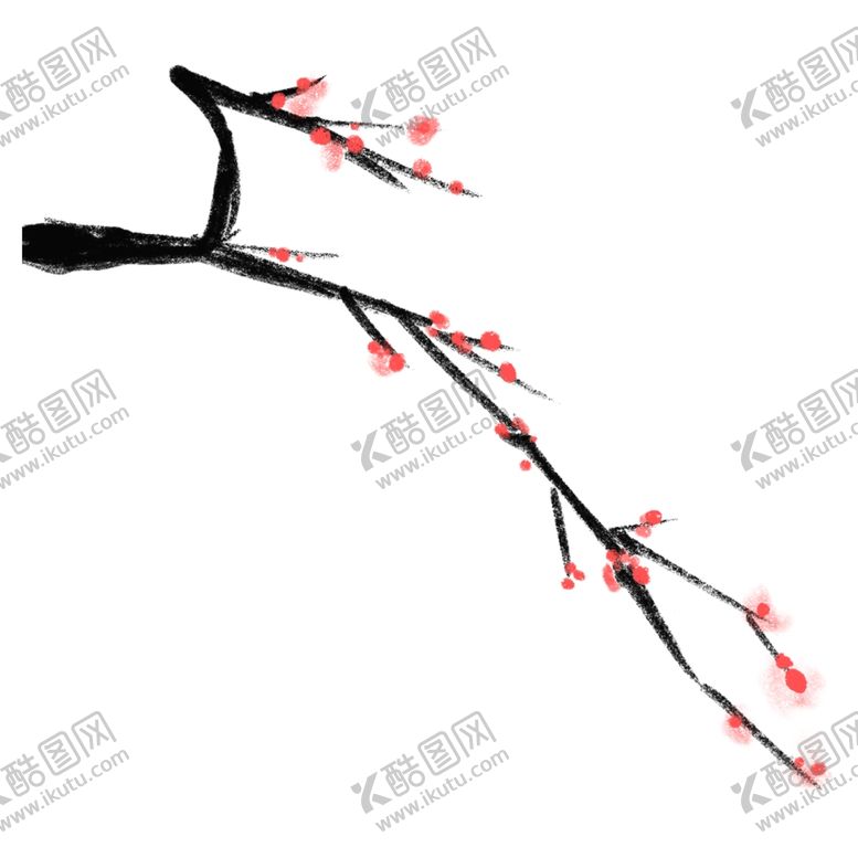 一枝梅花剪影腊剪中国风花