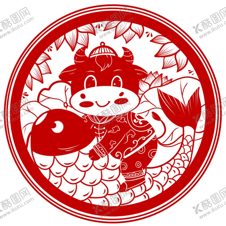 编号：66292903281321258316【酷图网】源文件下载-牛年剪纸