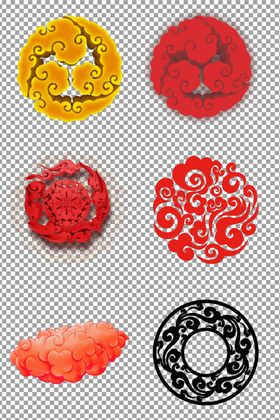 底纹元素之祥云圆形喜庆中国风